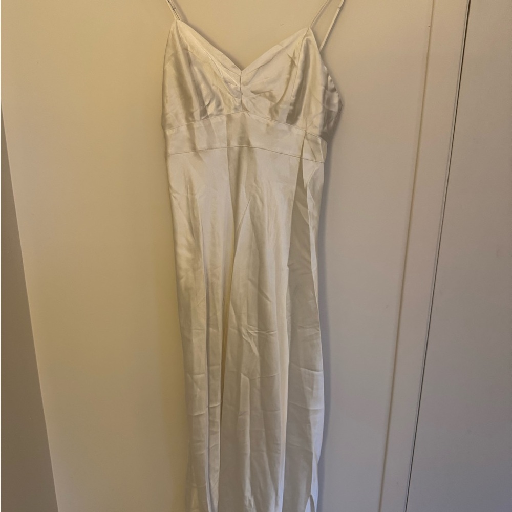 Elegant White Satin Slip Dress
